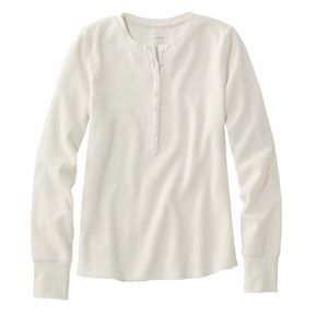 Ll bean Women's Waffle-Knit Henley size S petite white